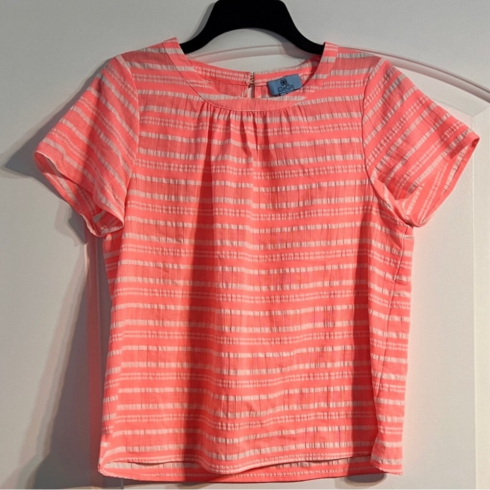 CeCe Women's Striped Short Sleeve Blouse